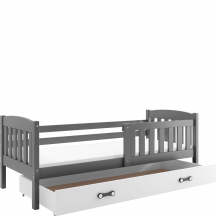 Łóżko dla dziecka drewniane z materacem KUBUŚ Grafit Podstawowe (1)