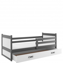 Łóżko dla dziecka drewniane z materacem RICO Grafit Podstawowe (1)