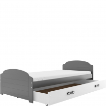 Łóżko dziecięce parterowe z materacem LILI Grafit Podstawowe (1)