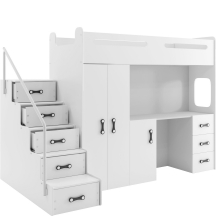 Łóżko młodzieżowe z materacem i biurkiem MAX 4 Biały Podstawowe (1)