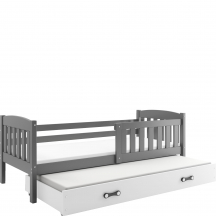 Łóżko 2-osobowe z materacami dla dziecka KUBUŚ Grafit Podstawowe (1)