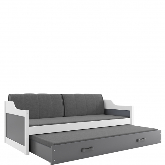 Łóżko 2-osobowe z materacami dla dziecka DAWID Biały Podstawowe (1)