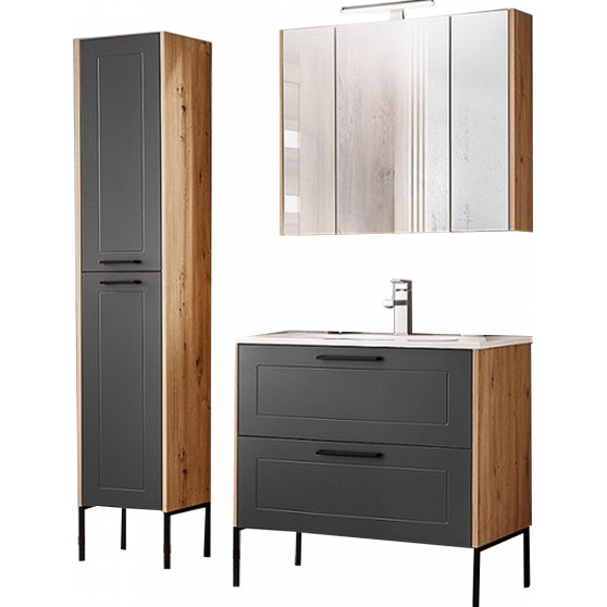 Zestaw mebli do łazienki SET 80 cm MADERA GREY Podstawowe (1)