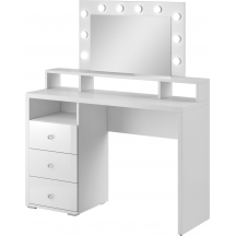 Biała toaletka z lustrem i oświetleniem 3 szuflady 2497KB49 TYP-49 DIVA Podstawowe