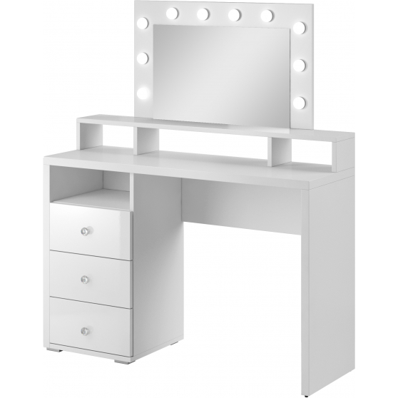 Biała toaletka z lustrem i oświetleniem 3 szuflady 2497KB49 TYP-49 DIVA Podstawowe