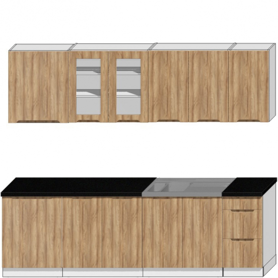 Zestaw mebli kuchennych 2,6 Biały / Dąb Naturalny ZOYA Podstawowe