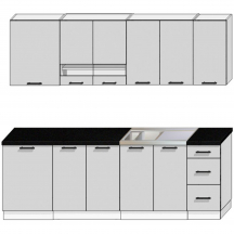 Zestaw mebli kuchennych 2,6 Biały / Biały Połysk OSCAR Podstawowe