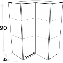 Szafka górna wisząca narożna 2 drzwi WRP60/90 KAMMONO F8 Szkic