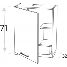 Szafka górna wisząca z okapem 1 drzwi Lewa W60.1/P… KAMMONO F8 Szkic