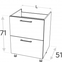 Szafka dolna stojąca 2 szuflady o zwiększonej wytrzymałości DSS.../2PŁ KAMMONO F8 Szkic