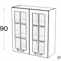Szafka górna wisząca 2 drzwi witryna WW…/90 KAMMONO F8 Szkic