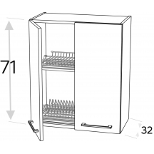 Szafka górna wisząca z suszarką 2 drzwi WS.../71 KAMMONO F8 Szkic