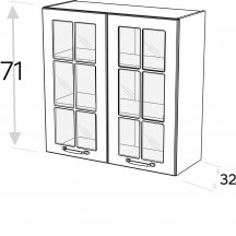 Szafka górna wisząca 2 drzwi witryna WW…/71 KAMMONO F8 Szkic