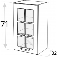 Szafka górna wisząca 1 drzwi witryna Lewa WW… .1/71 KAMMONO F8 Szkic