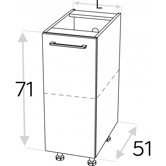 Szafka dolna stojąca 1 drzwi D… .1 KAMMONO F8 Szkic