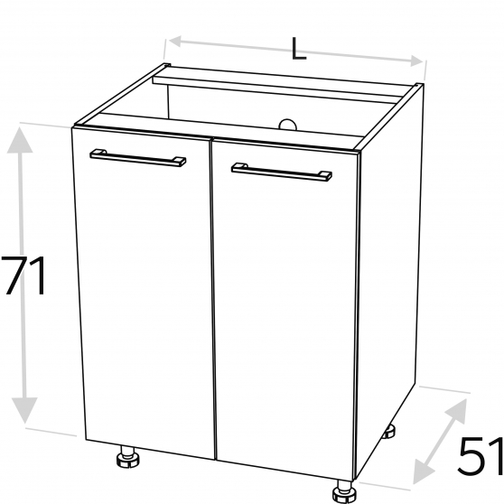 Szafka dolna stojąca 2 drzwi D... KAMMONO F8 Szkic