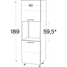 Szafka dolna wysoka słupek pod zabudowę piekarnika 2 drzwi 60 cm SDP60 KAMMONO F8 Szkic