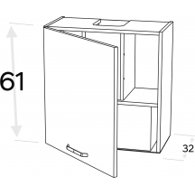 Szafka górna wisząca z okapem 1 drzwi WP3C60.1/61 KAMMONO F8 Szkic