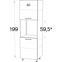 Szafka dolna wysoka słupek pod zabudowę piekarnika 2 drzwi 60 cm SDP60/71 KAMMONO F8 Szkic