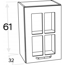 Szafka górna wisząca 1 drzwi witryna Lewa WW… .1/61 KAMMONO F8 Szkic