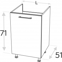 Szafka pod zlewozmywak 1 drzwi DZ… .1 KAMMONO F8 Szkic