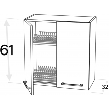 Szafka górna wisząca z suszarką 2 drzwi WS.../61 KAMMONO F8 Szkic