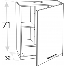 Szafka górna wisząca z okapem 1 drzwi WP3C60.1/71 KAMMONO F8 Szkic