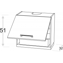 Szafka górna wisząca z okapem 1 klapa WO60/51 KAMMONO F8 Szkic