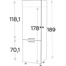 Szafka dolna wysoka słupek pod zabudowę lodówki 60 cm SL60 KAMMONO F8 Szkic