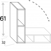 Szafka górna wisząca otwarta z półkami WB...UNI18/61 KAMMONO Szkic