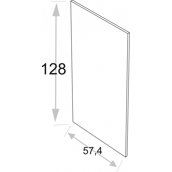 Bok nakładany 57,4 x 128 cm do typu frontu F.. KAMMONO Szkic
