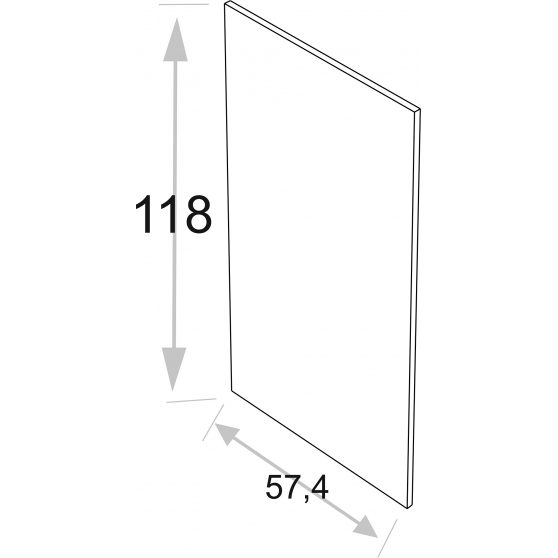 Bok nakładany 57,4 x 118 cm do typu frontu F.. KAMMONO Szkic