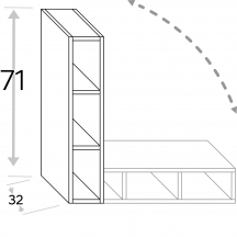 Szafka górna wisząca otwarta z półkami WB...UNI18/71 KAMMONO Szkic