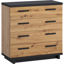 Komoda IN-02 Dąb Artisan / Czarny INES Podstawowe