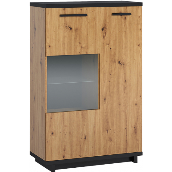 Kredens IN-12 Dąb Artisan / Czarny INES Podstawowe