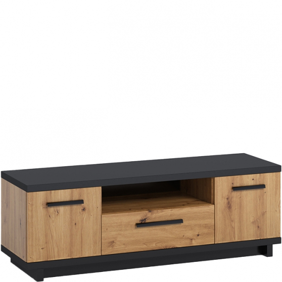 Szafka RTV IN-07 Dąb Artisan / Czarny INES Podstawowe