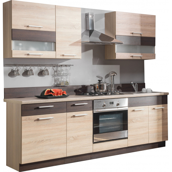 Zestaw mebli kuchennych 240 cm z blatem MODENA Podstawowe (1)