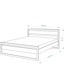 Łóżko drewniane dębowe 180 x 200 LK371 METAL Szkic