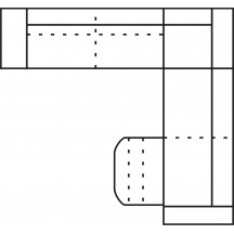 Narożnik z funkcją spania i z relaksem manualnym 1 recliner 2,5FL-E-2RFman(1rf)P URBANO Szkic