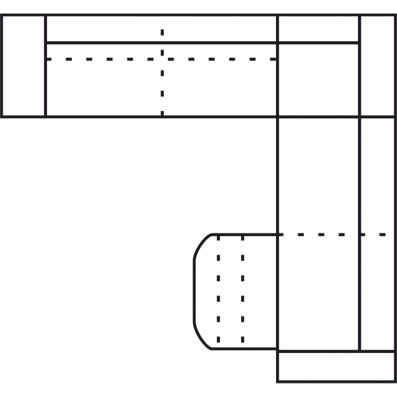 Narożnik z funkcją spania i z relaksem manualnym 1 recliner 2,5FL-E-2RFman(1rf)P URBANO Szkic