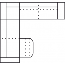 Narożnik z funkcją spania i z relaksem manualnym 1 recliner 2RFman(1rf)L-E-2,5FP URBANO Szkic