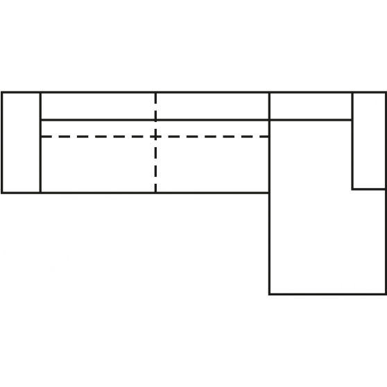 Narożnik z funkcją spania i z pojemnikiem 2DL-REC NESTO Szkic
