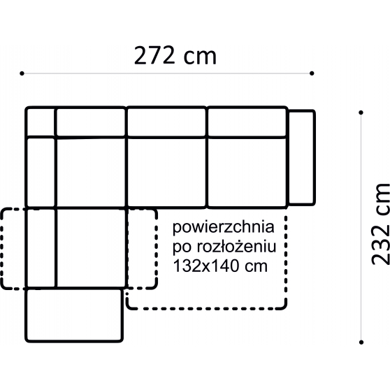 Narożnik z funkcją spania i relaksu 232x272 VOLTA Podstawowe
