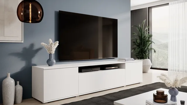 Komoda rtv biała nóżki plastikowe