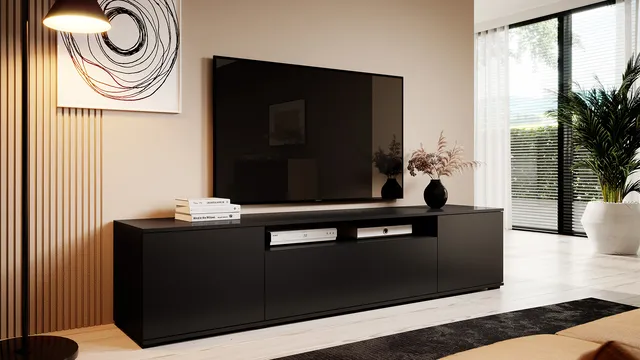 Komoda rtv czarna nogi plastikowe200