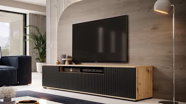 Komoda TV Agnes artisan czarny nogi czarne plastikowe