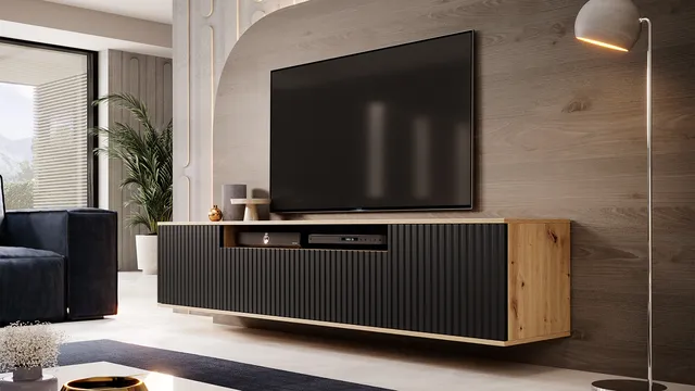 Komoda TV Agnes artisan czarny wisząca