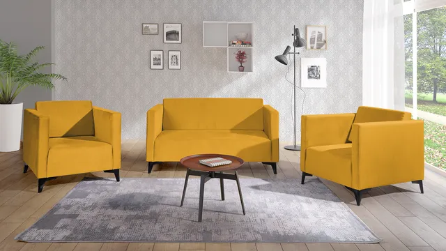 SZAFIR ZESTAW 2+1+1 żółty   czarny połysk