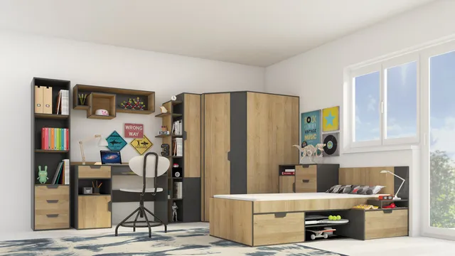 Meblar NaNo Zestaw B Grafit+Dab_Riviera