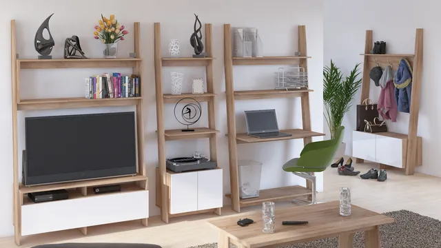 MebloCross kolekcja Rack sonoma jasna biały połysk